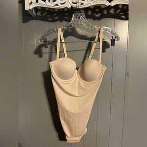 Maidenform nude colored shapewear bodysuit with built in bra